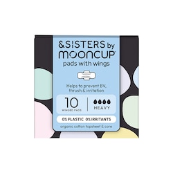 &SISTERS by Mooncup Organic Cotton Period Pads with Wings - Heavy 10 Pack