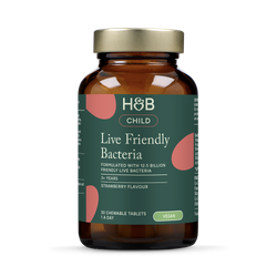Holland & Barrett Childrens Live Friendly Bacteria Strawberry Flavour 30 Chewable Tablets