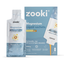 Zooki Liposomal Magnesium Bisglycinate 2,000mg, Pineapple Flavour - 14x17ml Liquid Sachets