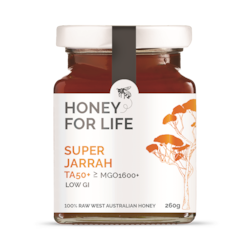 Honey for Life Super Jarrah TA50+ Raw West Australian Honey MGO 1600+ 260g
