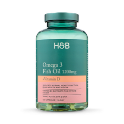 Holland & Barrett Omega 3 Fish Oil + D3 1200mg 120 Capsules