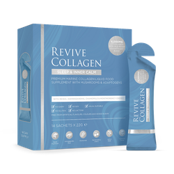 Revive Collagen Sleep & Inner Calm Functional Mushroom & Adaptogen Blend with 6,000mg of Type 1 Hydrolysed Marine Collagen 14 x 22g Sachets.