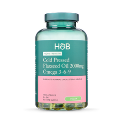 Holland & Barrett Cold Pressed Flaxseed Oil 2000mg Omega 3-6-9 180 Capsules
