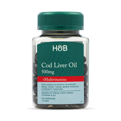 Holland & Barrett Cod Liver Oil & Multivitamins 500mg 60 Capsules