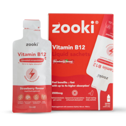 Zooki Liposomal Vitamin B12 2500mcg Strawberry Flavour 14 x 10ml Liquid Sachets
