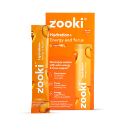 Zooki Hydration+ Energy & Focus, Peach Flavour 7 Sachets