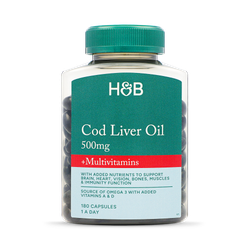 Holland & Barrett Cod Liver Oil & Multivitamins 500mg 180 Capsules