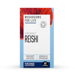 Mushrooms For Life Organic Reishi  Pure Grade Extract 60 Capsules