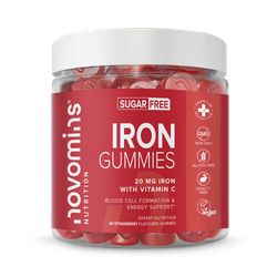 Novomins Iron 20mg + Vitamin C Sugar-Free Strawberry Flavoured 60 Gummies