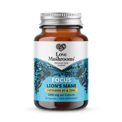Love Mushrooms Lion’s Mane + Vitamin D3 & Zinc 2000mg Capsules