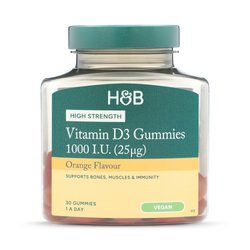 Holland & Barrett Vegan Vitamin D  1000 I.U (25ug) Orange Flavour 30 Gummies