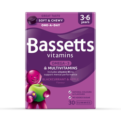 Bassetts Vitamins 3-6 Omega-3 & Multivitamins Blackcurrant 30 Gummies