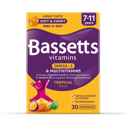 Bassetts Vitamins 7-11 Omega-3 & Multivitamins Tropical 30 Gummies