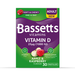 Bassetts Vitamins Adult Vitamin D  Apple & Raspberry 30 Pastilles