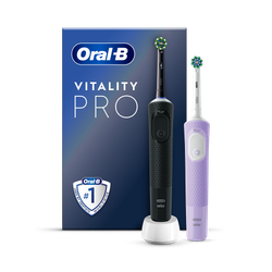 Oral-B Vitality PRO Electric Rechargeable Toothbrush Black & Lilac (Duo Pack)