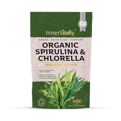 INNER VITALITY Organic Spirulina & Chlorella Tablets - 400 Count