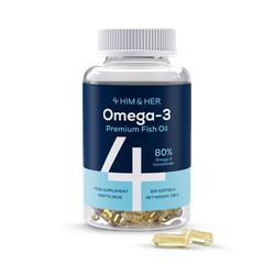 4HIM & HER Omega-3 Premium Fish Oil 80% Concentrate, High Strength EPA & DHA, 120 Softgel Capsules