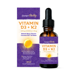 INNER VITALITY Vitamin D3 + K2 Drops – Natural Berry 30ml