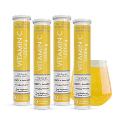 The Vegan Wellness Co. High Strength 1,000mg Vitamin C 80 (4x20) Lemon Flavour Effervescent Tablets