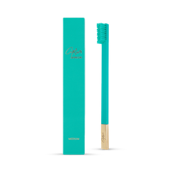 APRIORI Turquoise Blue Gold Medium Toothbrush