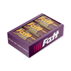 Fatt Prebiotic Double Chocolate Keto Brownie - High Fibre, Sweetener Free (18 x 40g)
