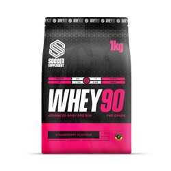 Soccer Supplement Whey90 Whey Protein Powder Strawberry 23g Protein, - 33 Servings