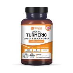 Prowise Healthcare Organic Turmeric Capsules High Strength 1440mg 120 Turmeric Capsules with Black Pepper, Ginger & Curcumin