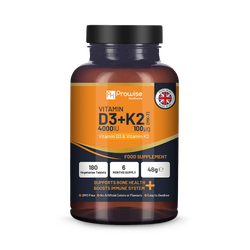 Prowise Healthcare Vitamin D3 4000IU & K2 MK7 100¬µg Vegetarian Tablets I 180 ( 6 Months Supply)