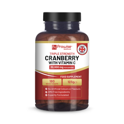 Prowise Healthcare Triple Strength Cranberry 30,000mg Added with Vitamin C I 180 Vegan Tablets