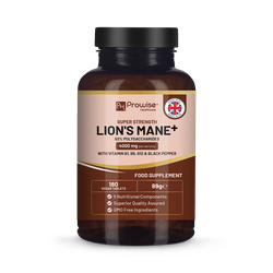 Prowise Healthcare Lions Mane Mushroom Supplement 4000mg with Vitamin B1, B6, B12 & Black Pepper - 180 Super Strength Vegan Tablets
