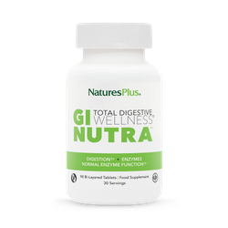 NaturesPlus GI NUTRA™ Bi-Layered Tablets - L Glutamine, Digestive Enzymes and Microbiome Blend, 90 Tablets