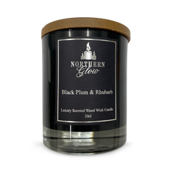 Scented Wood Wick Candle - Black Plum & Rhubarb