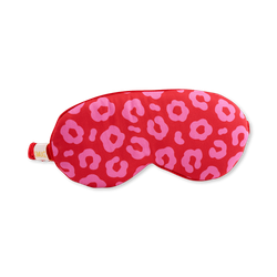 Smug Cloud Padded Satin Sleep Mask Red Leopard