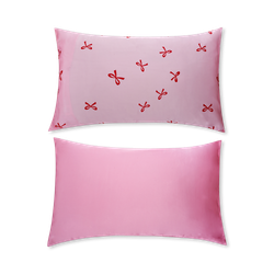 Soft Satin Pillowcase Set - Red Bows