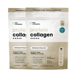 Feel Complete Protein Collagen Powder - Unflavoured Bovine Peptides 10,000mgs - 2 Month Supply 600g