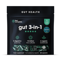 Feel Complete 3 in 1 Gut Health - 12 Billion Probiotics, 5 Digestive Enzymes, 6 Botanicals - 60 Capsules