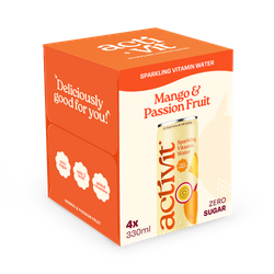 Activit Sparkling Vitamin Water Mango & Passionfruit 4x 330ml