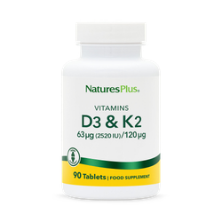NaturesPlus Vitamin D3 2520IU With K2 120 MCG 63ug (2520 IU)/120ug 90 Tablets