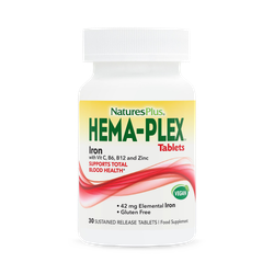 NaturesPlus Hema-Plex Iron with Vitamin B, C & Zinc - NaturesPlus Hema-Plex 30 Tablets