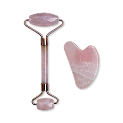 Gua Sha & Face Roller Set - Rose Quartz