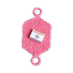 Shower Ritual Set – Handwoven Exfoliating Mitt (Loofah) & Peace Soap Bar - Pink