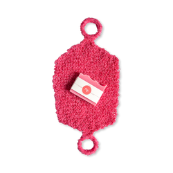Shower Ritual Set – Handwoven Exfoliating Mitt (Loofah) & Glow Soap Bar - Dark Pink