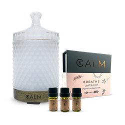 B Calm Aroma Diffuser with Stress Relief Essential Oil Set ‚ Orange, Lavender & Frankincense 5ml x 3‚ Breathe Calm