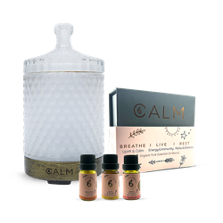 B Calm Aroma Diffuser with Essential Oil Blend Set‚ Stress, Energy & Sleep Support (3 x 10ml)‚ Breathe, Live & Rest Calm