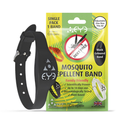 Mosquito & Insect Repellent Wrist Band - Adjustable one size fits all - Black
