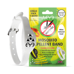 Mosquito & Insect Repellent Wrist Band - Adjustable one size fits all - White