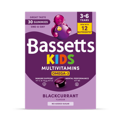 Bassetts Kids Multivitamins 3-6 Omega-3 Blackcurrant 30 Gummies