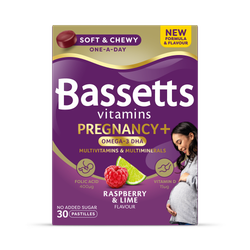 Bassetts Pregnancy+ Omega-3 DHA Multivitamins & Multiminerals Raspberry & Lime 30 Gummies
