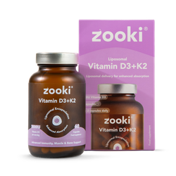 Zooki Liposomal Vitamin D3+K2 3000iu Capsules - 30 Day Supply 75 mcg 60 Capsules