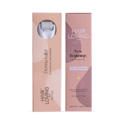 Postpartum Hair Regrowth Bundle – Restore Hair After Pregnancy Naturally | New Beginning Hair Oil & Derma Roller Combo